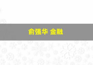 俞强华 金融